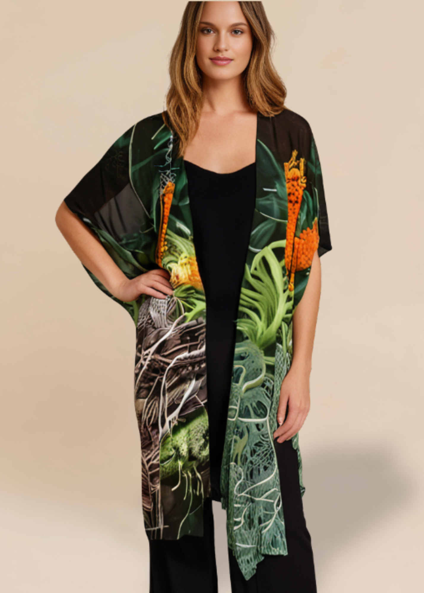 YK Kimono Wrap - Luscious Tangerine - Chiffon Art – Designs by