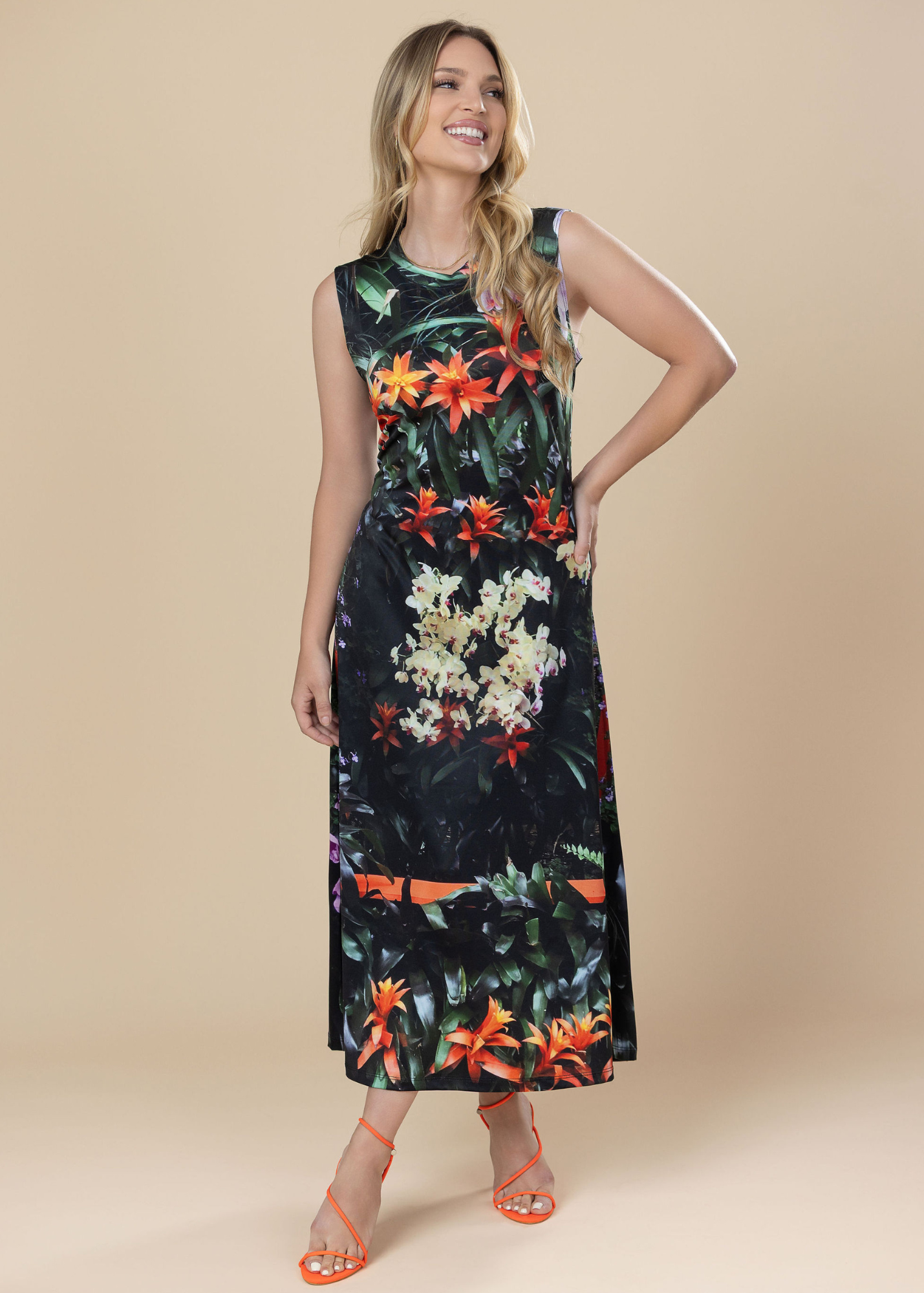 Lena Dress - Flowers Galore - Sleeveless Maxi – Designs by Sherilyne