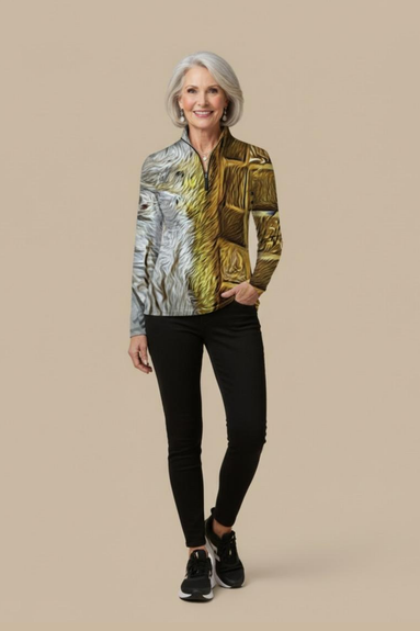 Jamie Zip Top - Blue Cobble