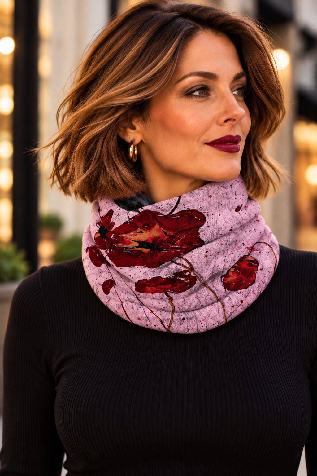 Alice (Sweater Knit) Tube Scarf - Pink Poppi