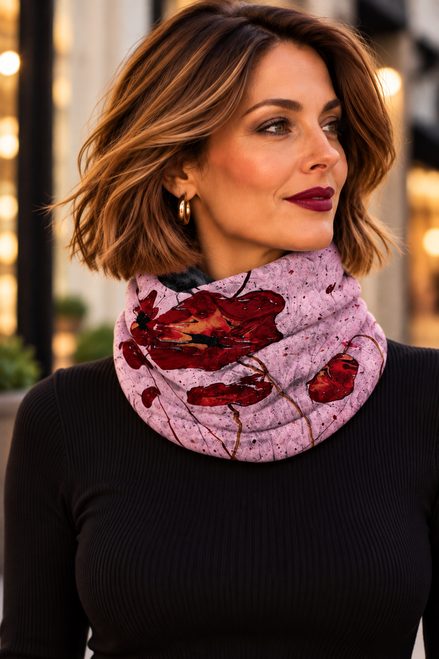 Alice (Sweater Knit) Tube Scarf - Pink Poppi
