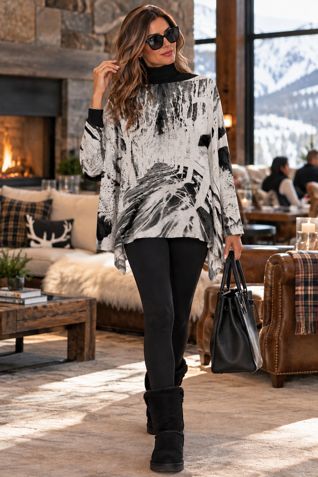 Ava Poncho (Sweater Knit) - Shadows