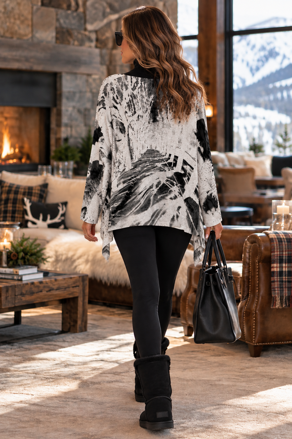 Ava Poncho (Sweater Knit) - Shadows