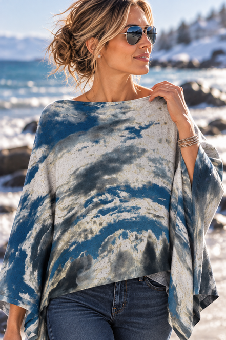 Ava Poncho (Sweater Knit) - Bay Moon