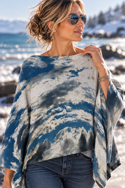 Ava Poncho (Sweater Knit) - Bay Moon