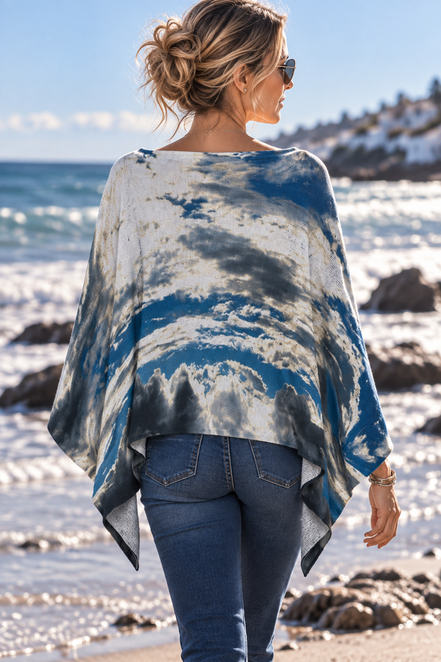 Ava Poncho (Sweater Knit) - Bay Moon