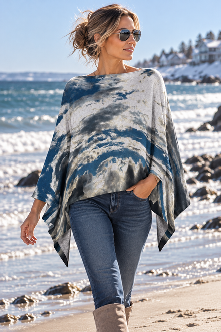 Ava Poncho (Sweater Knit) - Bay Moon