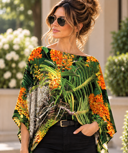 Ava Poncho (Sweater Knit) - Luscious Tangerine