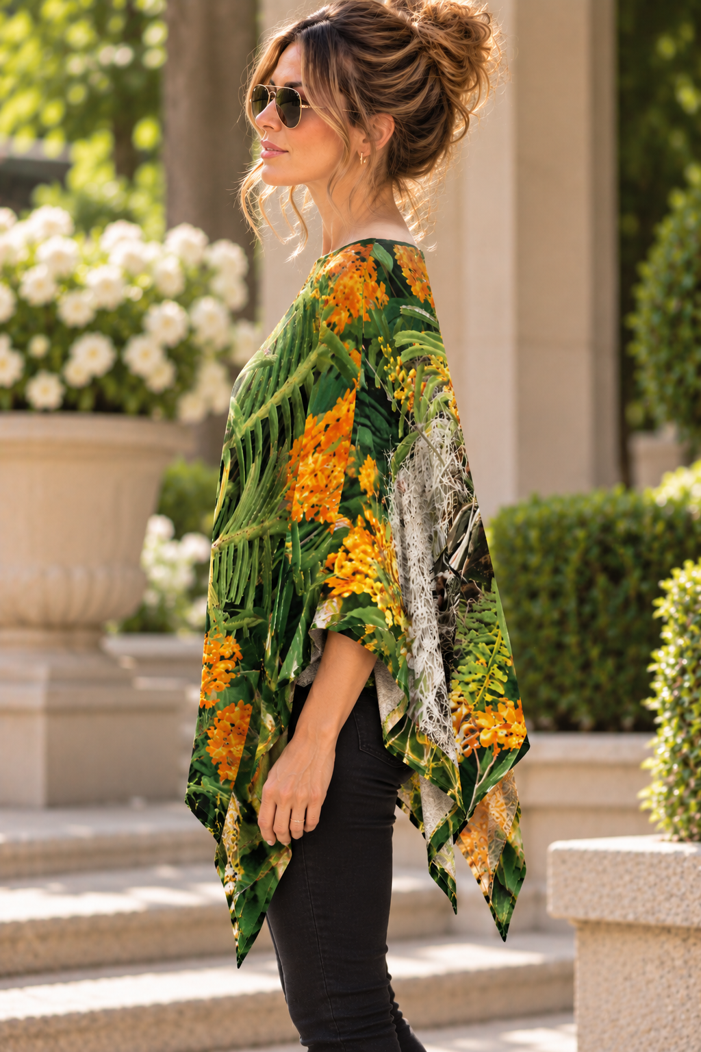 Ava Poncho (Sweater Knit) - Luscious Tangerine