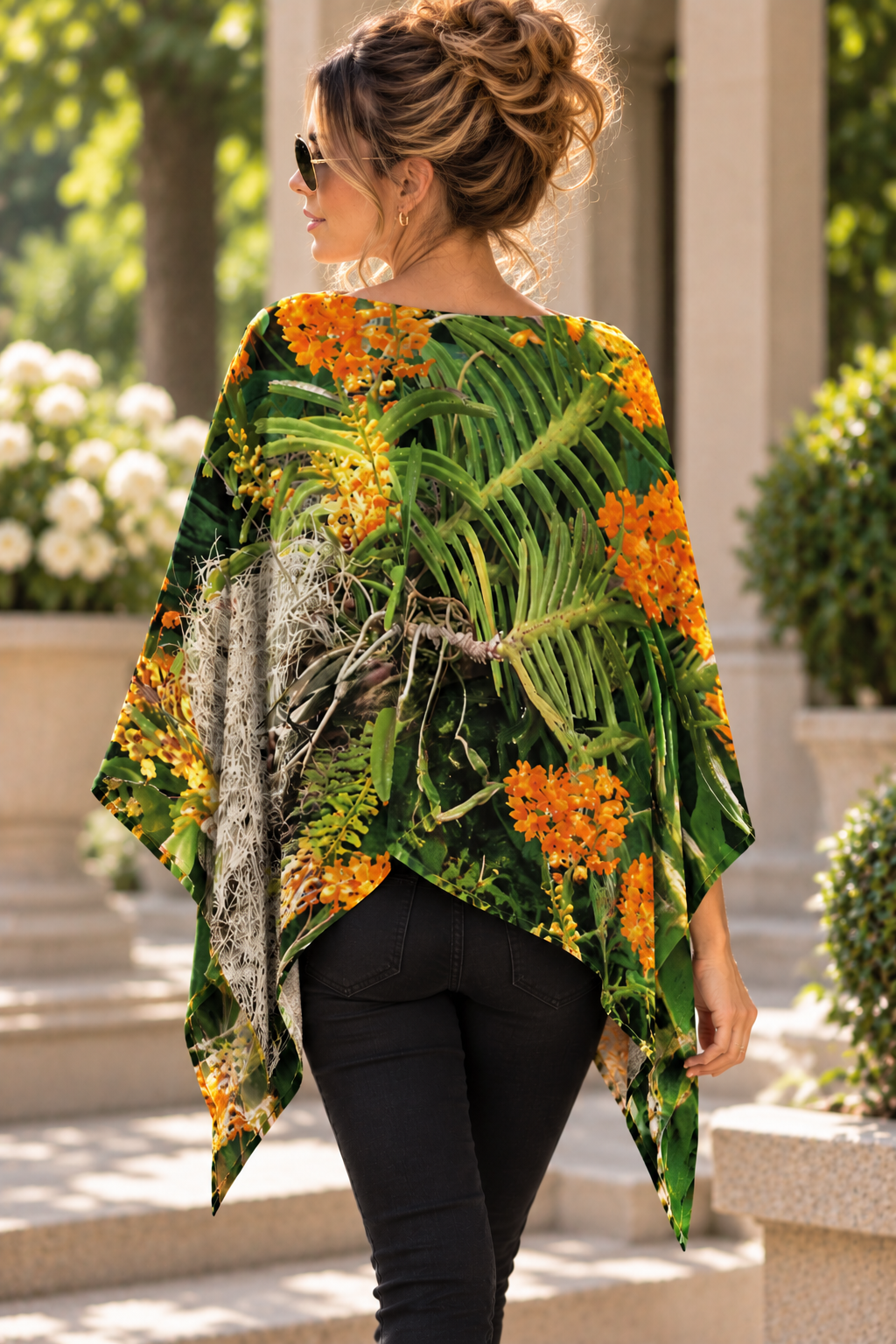 Ava Poncho (Sweater Knit) - Luscious Tangerine
