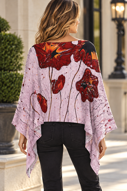 Ava Poncho (Sweater Knit) - Pink Poppi
