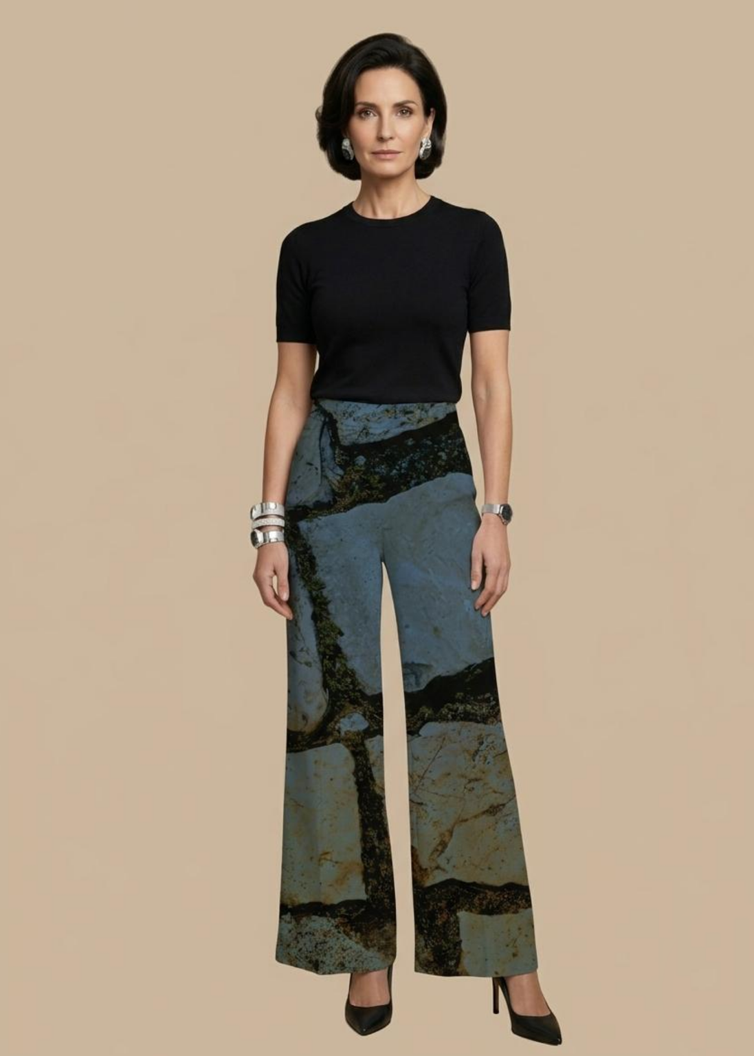 Carla Palazzo Pant - Blue Cobble