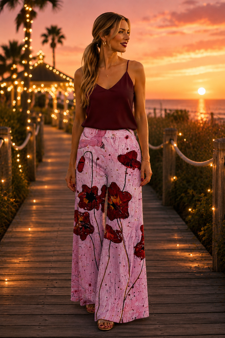 Carla Palazzo Pants - Pink Poppi