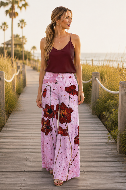 Carla Palazzo Pants - Pink Poppi