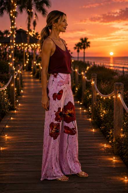 Carla Palazzo Pants - Pink Poppi