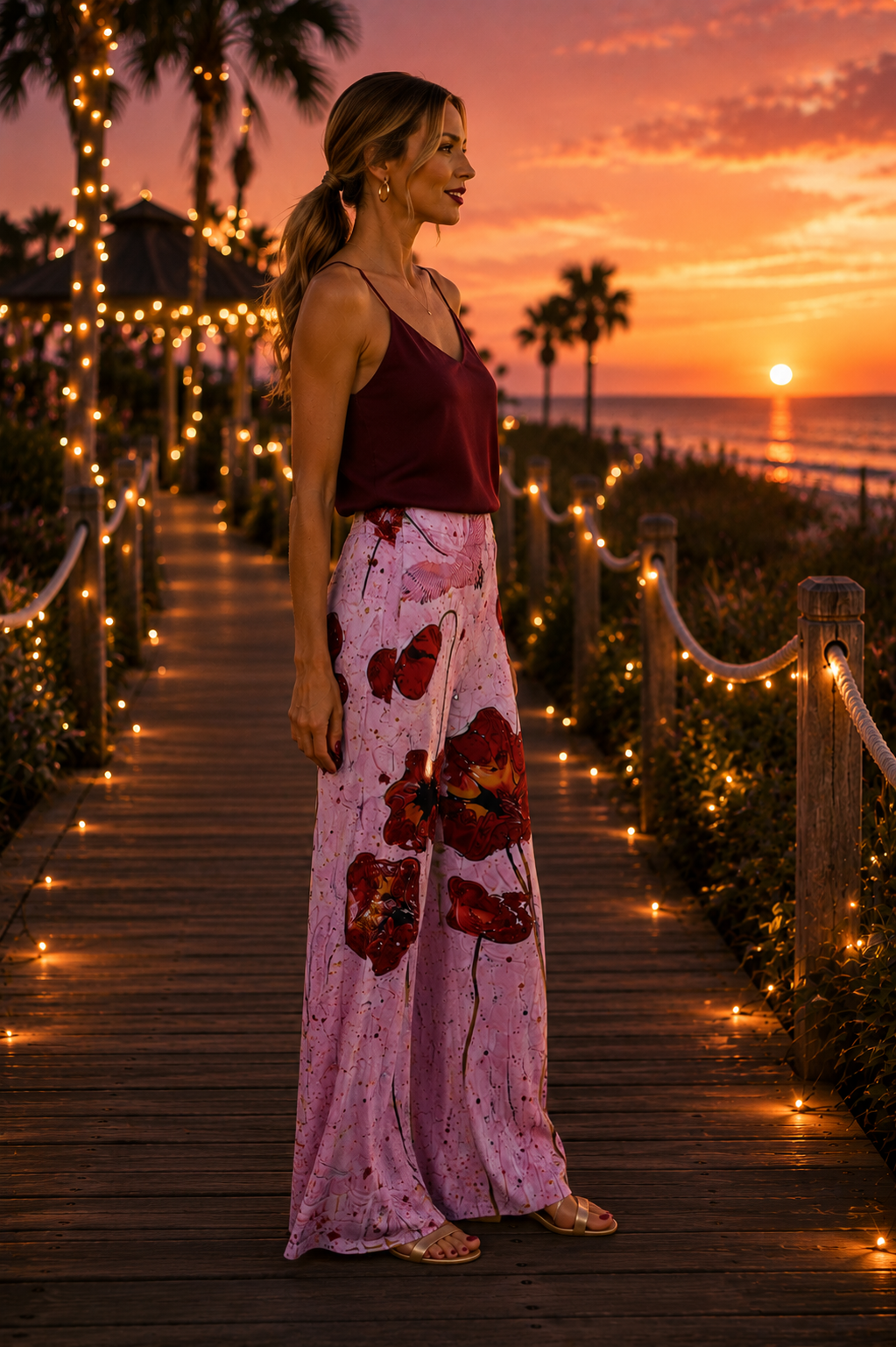 Carla Palazzo Pants - Pink Poppi