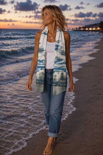 Vivienne In Knit Chiffon Scarf - Bay Moon