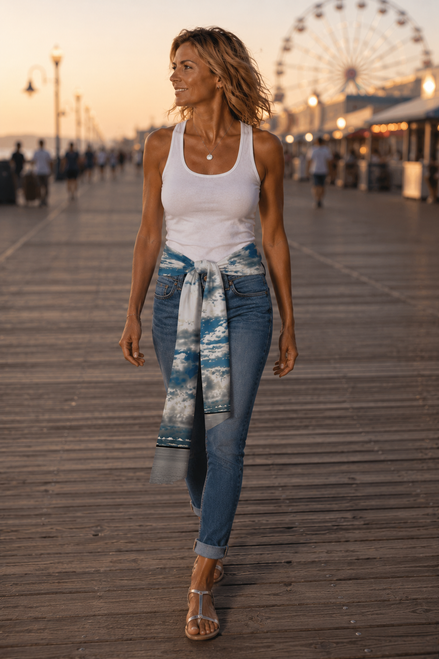 Vivienne In Knit Chiffon Scarf - Bay Moon