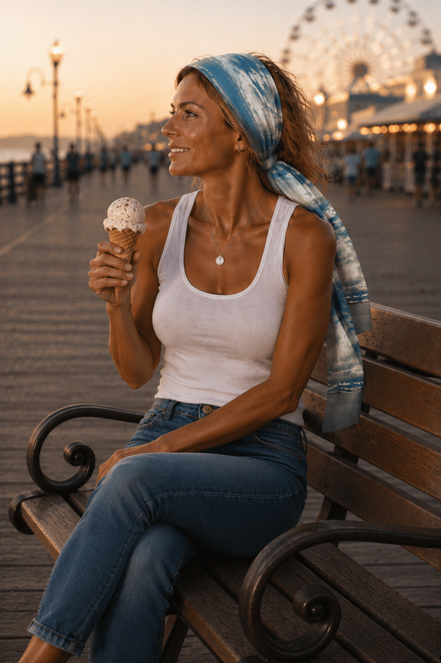 Vivienne In Knit Chiffon Scarf - Bay Moon