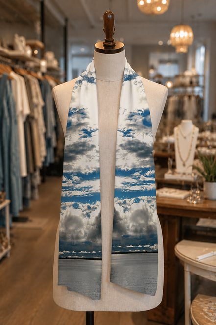 Vivienne In Knit Chiffon Scarf - Bay Moon