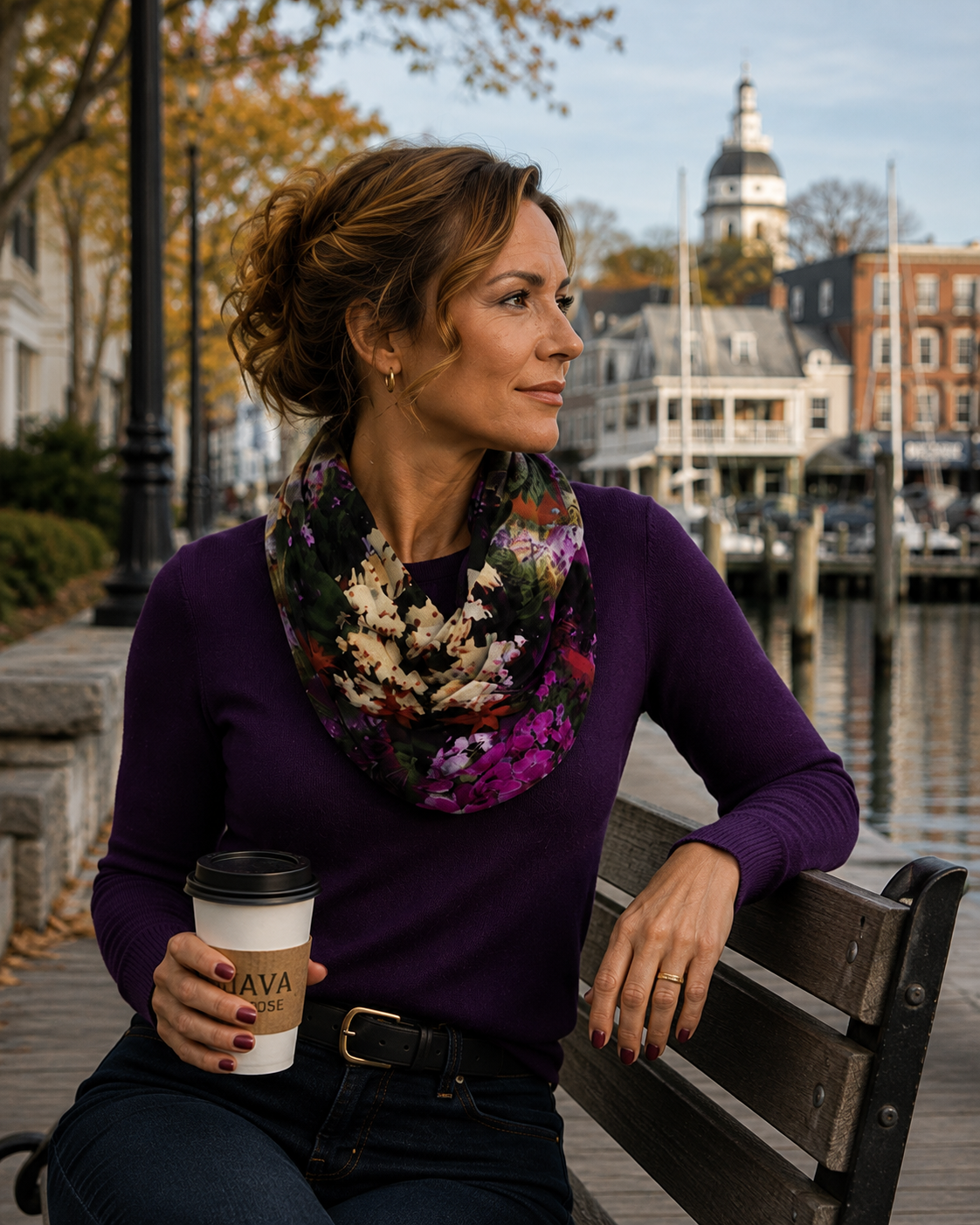 Nora (Sweater Knit) Infinity Scarf - Flowers Galore
