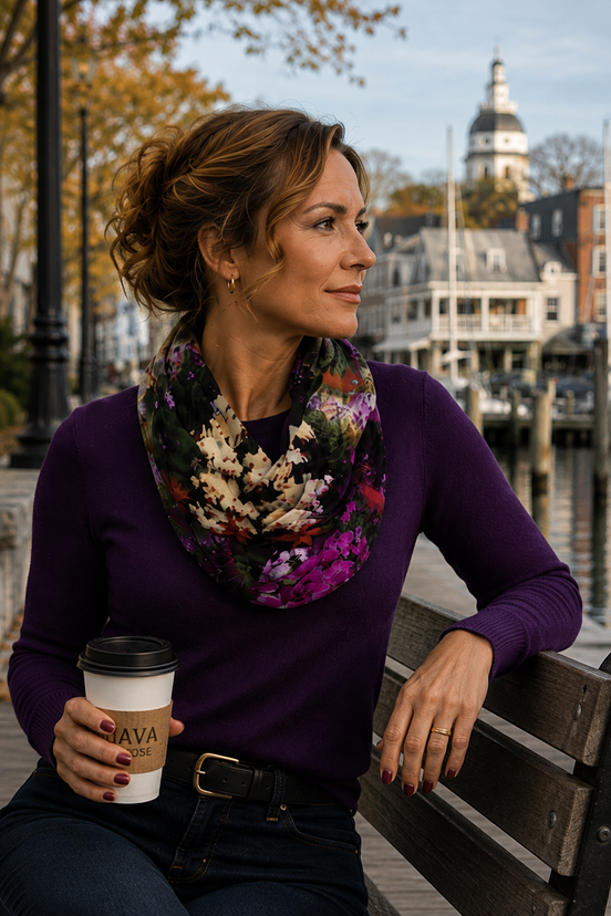 Nora (Sweater Knit) Infinity Scarf - Flowers Galore