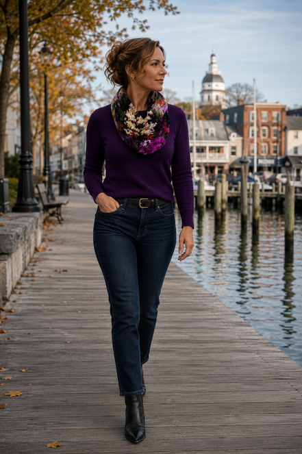 Nora (Sweater Knit) Infinity Scarf - Flowers Galore