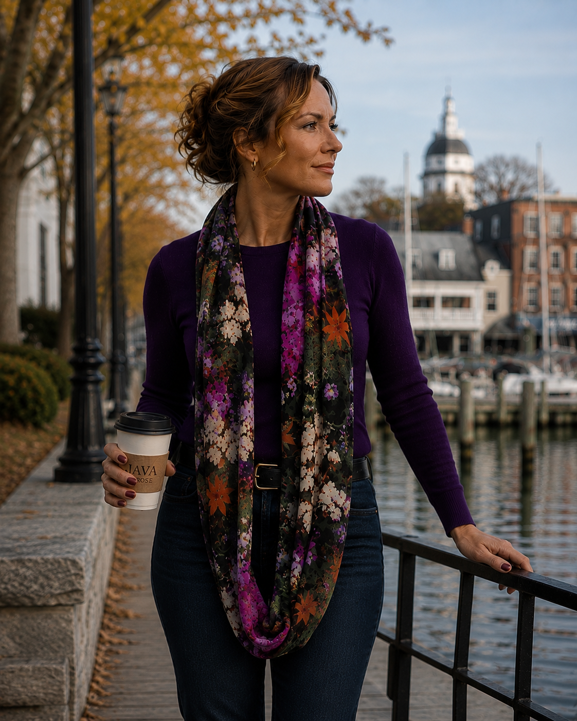Nora (Sweater Knit) Infinity Scarf - Flowers Galore