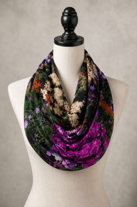 Nora (Sweater Knit) Infinity Scarf - Flowers Galore