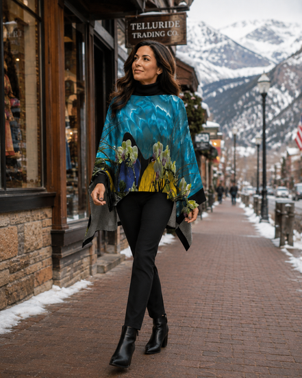 Ava Poncho (Sweater Knit) - Tiffany Light