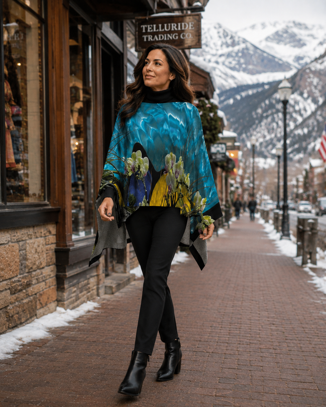 Ava Poncho (Sweater Knit) - Tiffany Light