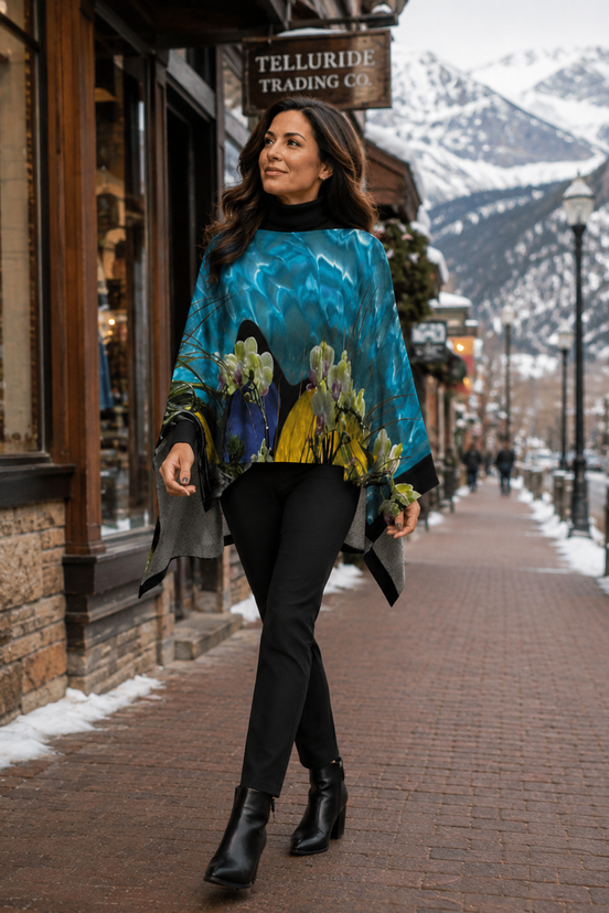 Ava Poncho (Sweater Knit) - Tiffany Light