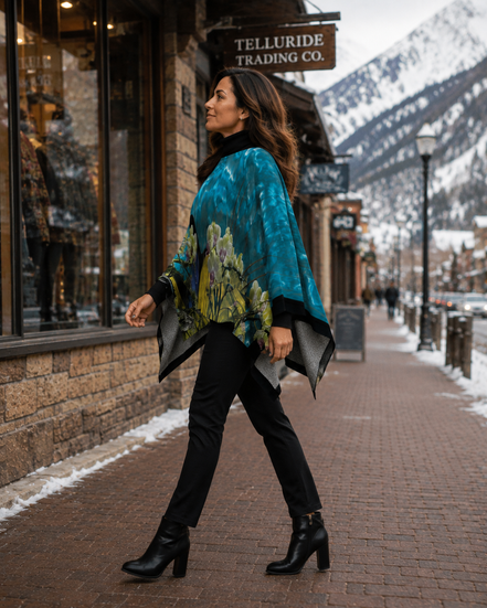 Ava Poncho (Sweater Knit) - Tiffany Light