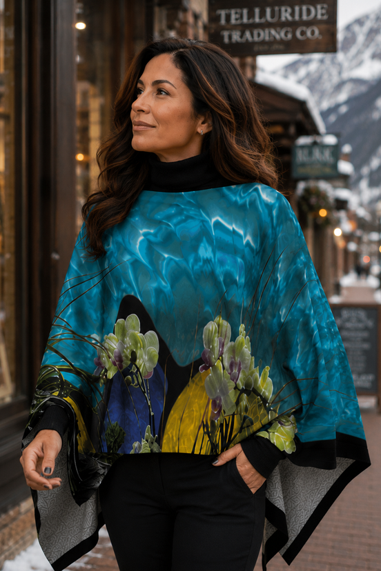 Ava Poncho (Sweater Knit) - Tiffany Light
