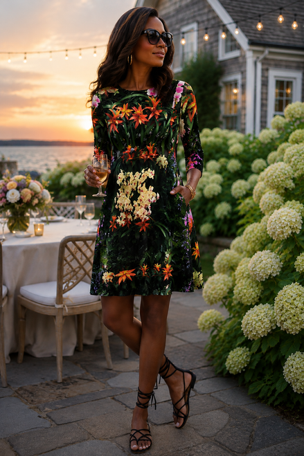 Laura Flare Dress - Flowers Galore