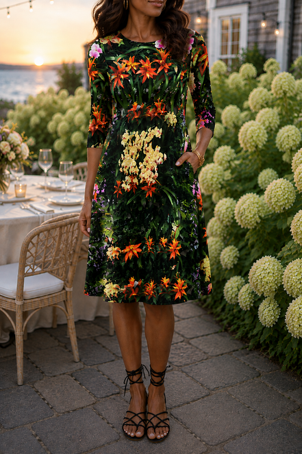 Laura Flare Dress - Flowers Galore