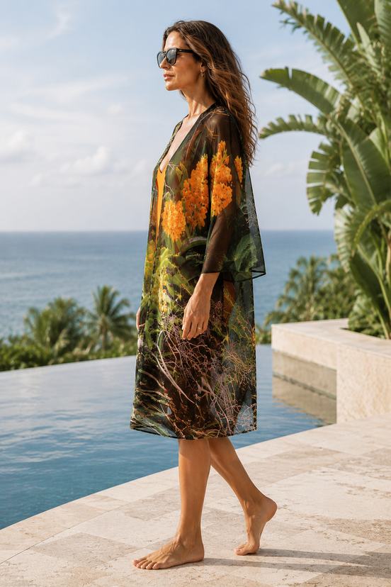 Elani Kimono - Luscious Tangerine