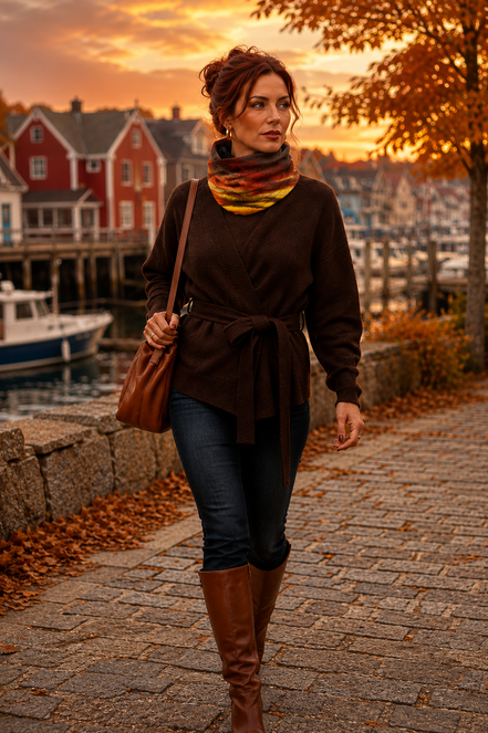 Alice (Sweater Knit) Tube Scarf - Sunset at Longboat Key