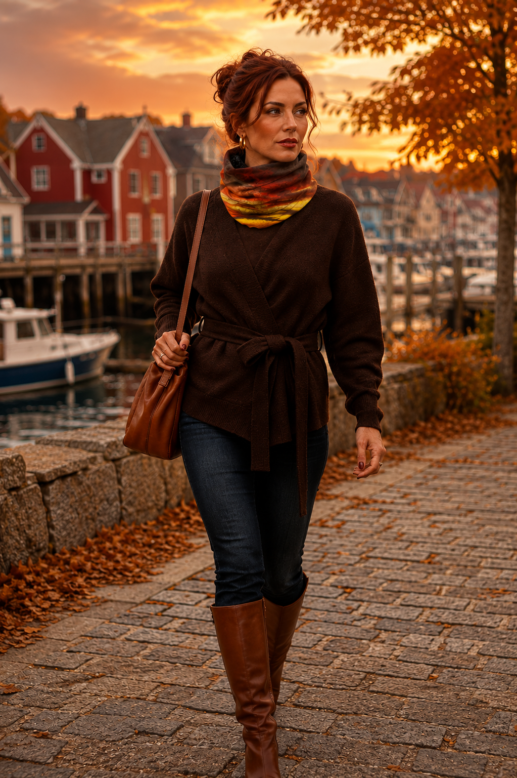 Alice (Sweater Knit) Tube Scarf - Sunset at Longboat Key