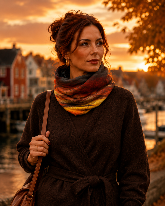 Alice (Sweater Knit) Tube Scarf - Sunset at Longboat Key