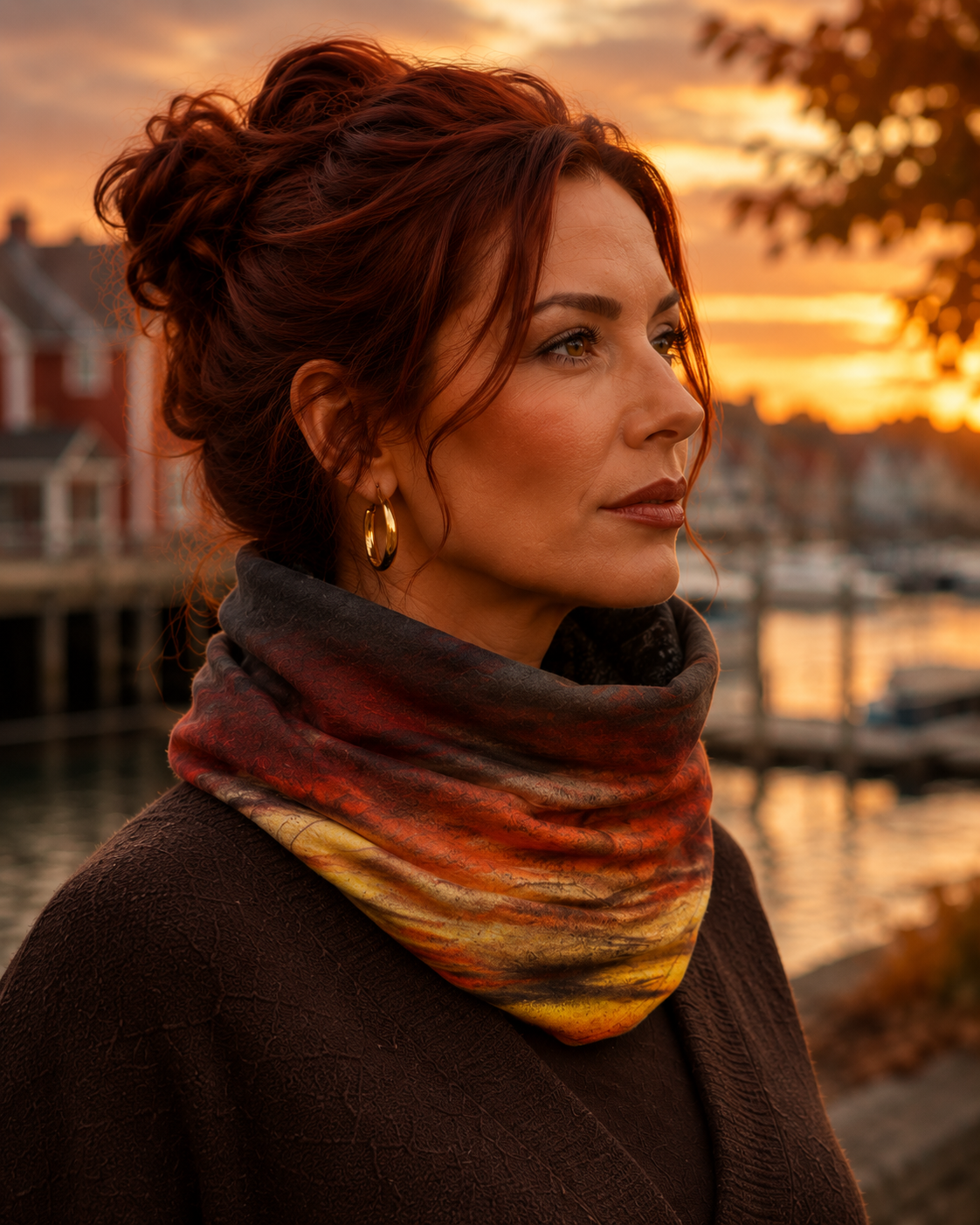 Alice (Sweater Knit) Tube Scarf - Sunset at Longboat Key