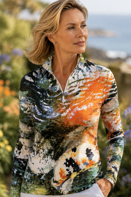Jamie (White Zipper) Top - Koi
