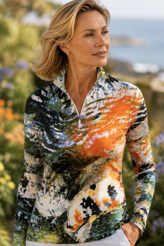Jamie (White Zipper) Top - Koi