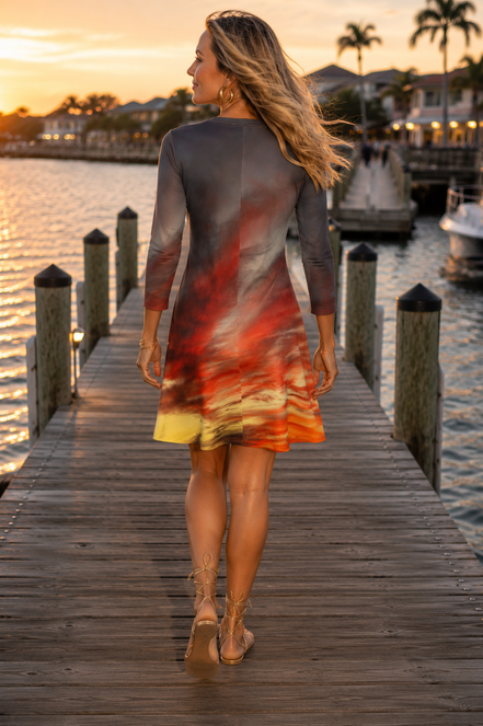 Laura Flare Dress - Sunset at Longboat Key