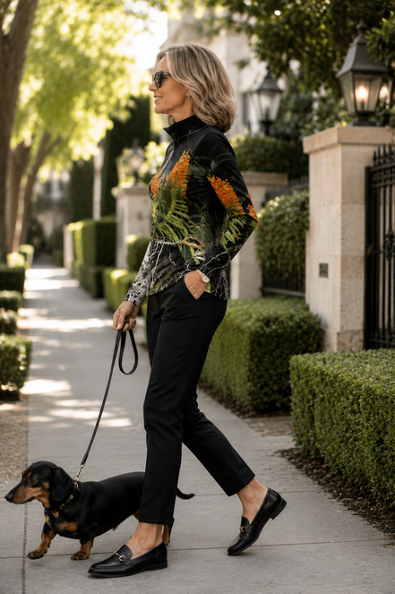 Jamie (Black Zipper) Top - Luscious Tangerine
