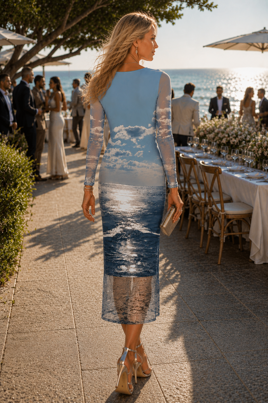 Daniela Maxi (White Lining) Dress - Birds at Sunrise