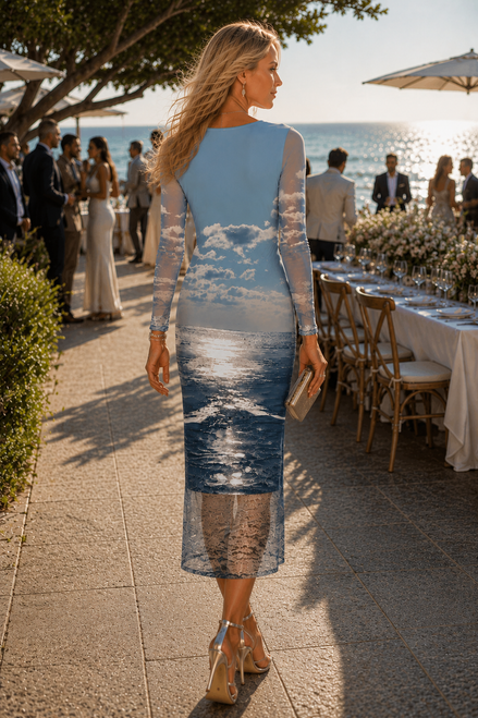 Daniela Maxi (White Lining) Dress - Birds at Sunrise