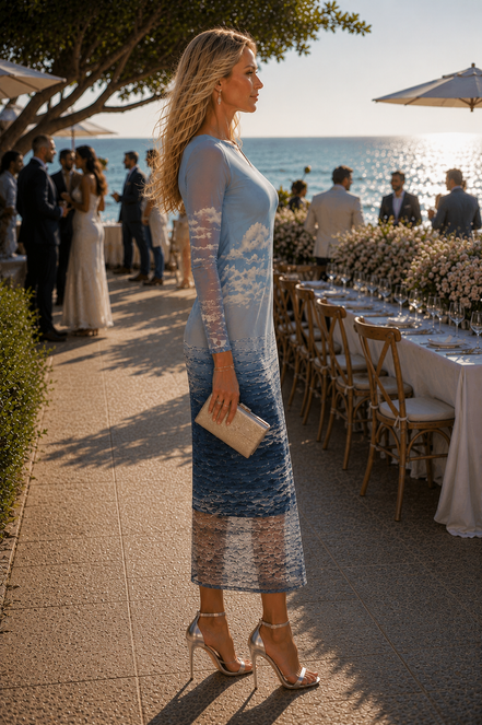Daniela Maxi (White Lining) Dress - Birds at Sunrise