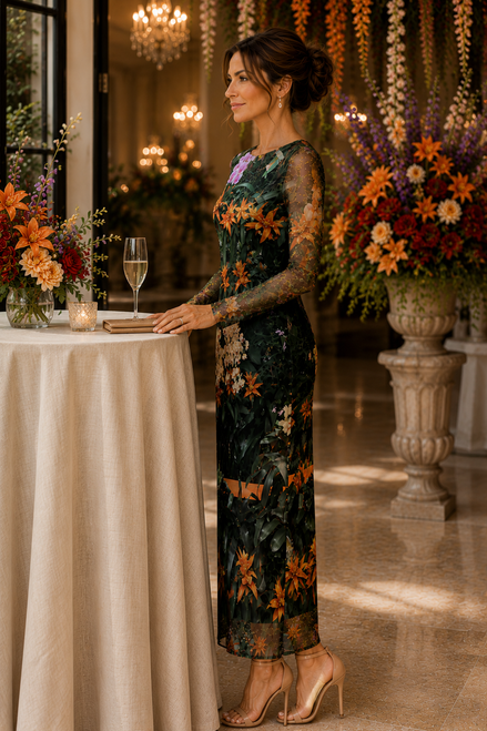 Daniela Maxi (White Lining) Dress - Flowers Galore