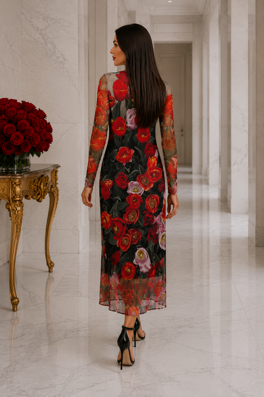 Daniela Maxi (White Lining) Dress - Tulips